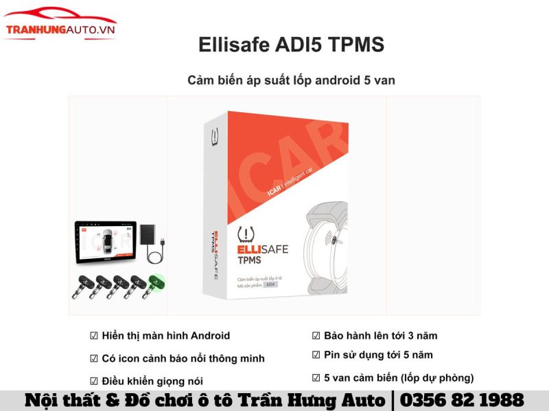Cảm biến áp suất lốp Android 5 Van – Ellisafe ADI5